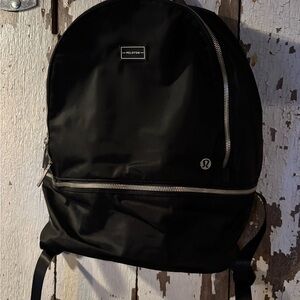 Lululemon Athletica Black Backpack with Silver Details